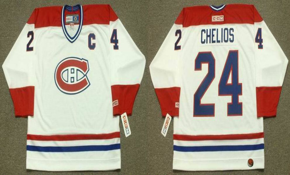 2019 Men Montreal Canadiens 24 Chelios White CCM NHL jerseys